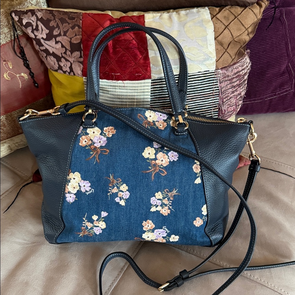 Coach Floral Embroidered Satchel. Measures 13x9. Added photos. Pristine! - Picture 6 of 7
